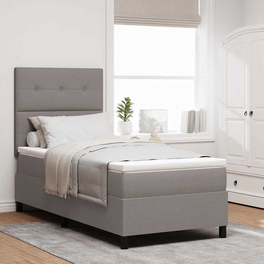 Postel S Boxspringem S Čelo Taupe 100 X 200 Cm Textil
