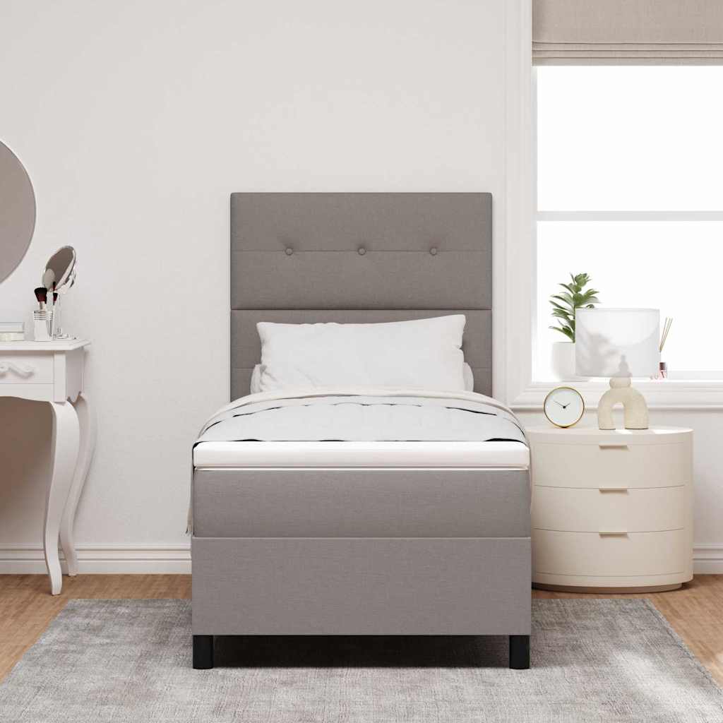 Postel S Boxspringem S Čelo Taupe 100 X 200 Cm Textil