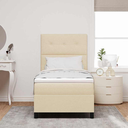 Postel S Boxspringem S Čelo Krémová 100 X 200 Cm Textil