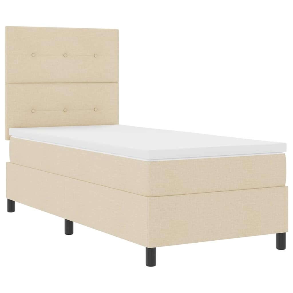 Postel S Boxspringem S Čelo Krémová 100 X 200 Cm Textil