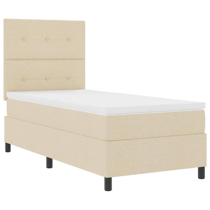 Postel S Boxspringem S Čelo Krémová 100 X 200 Cm Textil