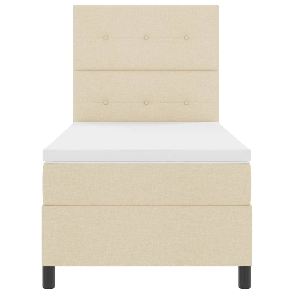 Postel S Boxspringem S Čelo Krémová 100 X 200 Cm Textil
