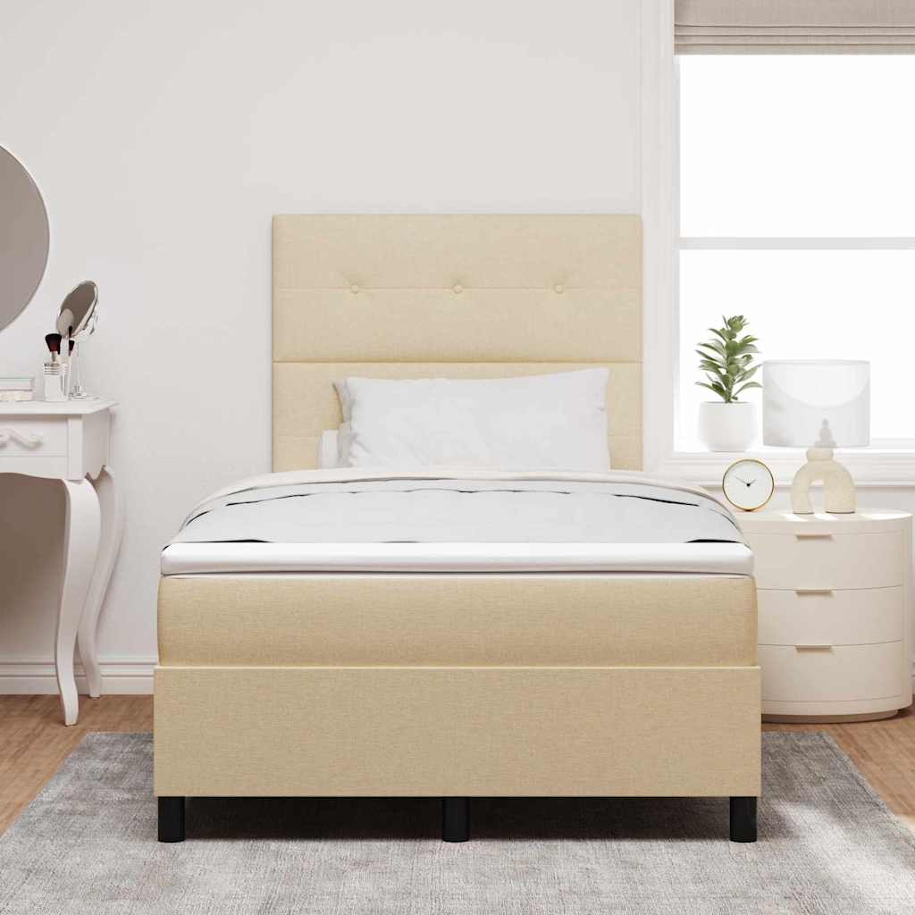 Postel S Boxspringem S Čelo Krémová 120 X 190 Cm Textil