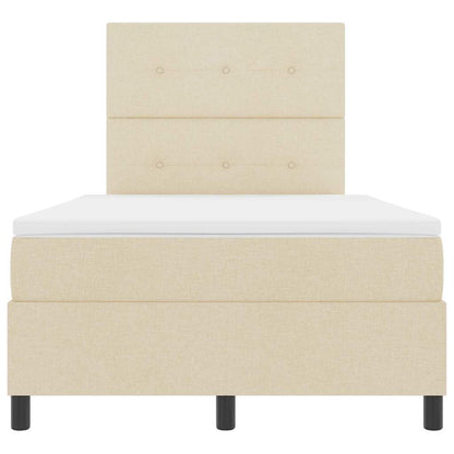 Postel S Boxspringem S Čelo Krémová 120 X 190 Cm Textil