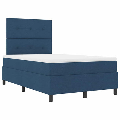 Postel S Boxspringem S Čelo Modrá 120 X 190 Cm Textil