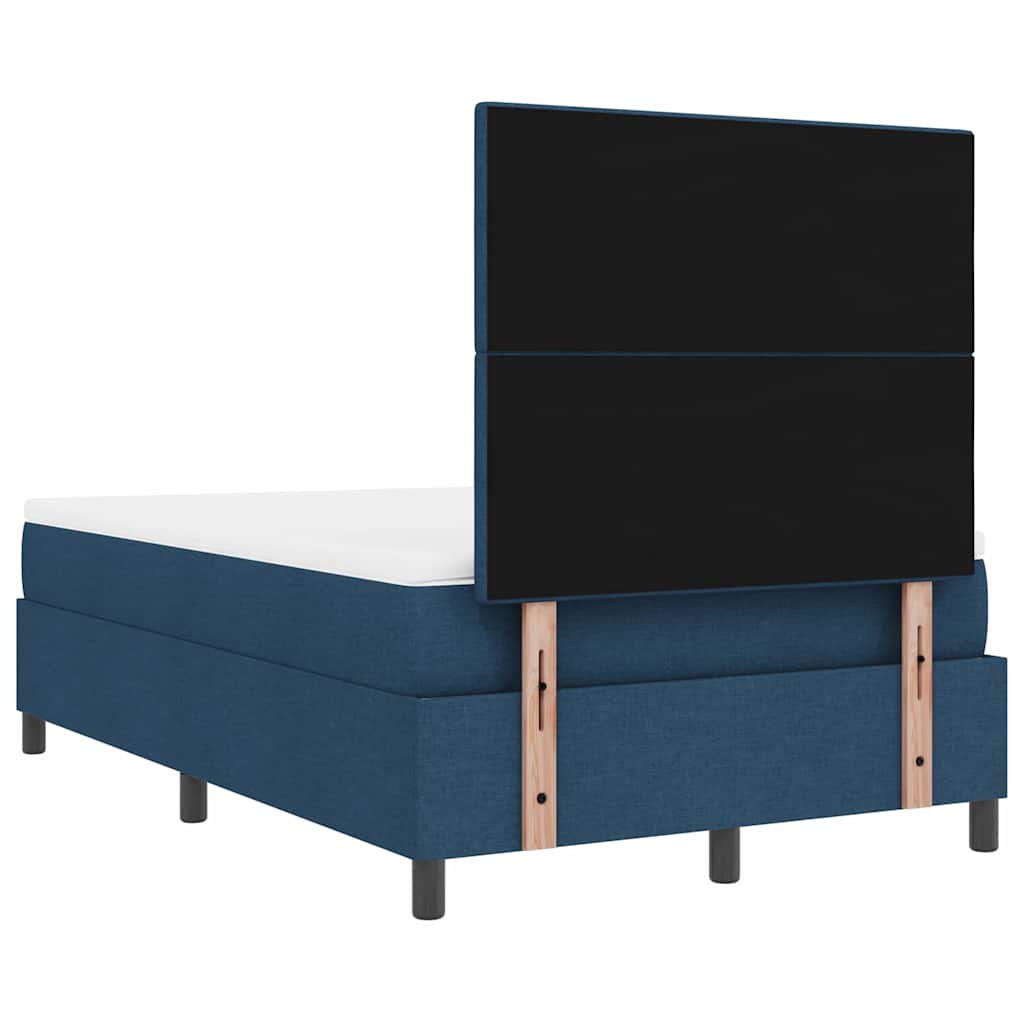 Postel S Boxspringem S Čelo Modrá 120 X 200 Cm Textil