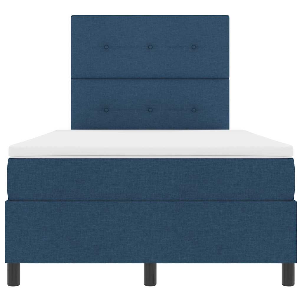 Postel S Boxspringem S Čelo Modrá 120 X 200 Cm Textil