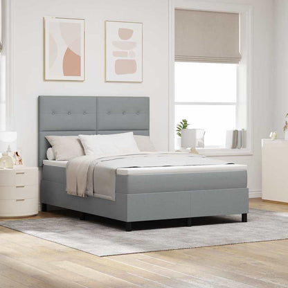 Postel S Boxspringem S Čelo Světle Šedá 140 X 190 Cm Textil
