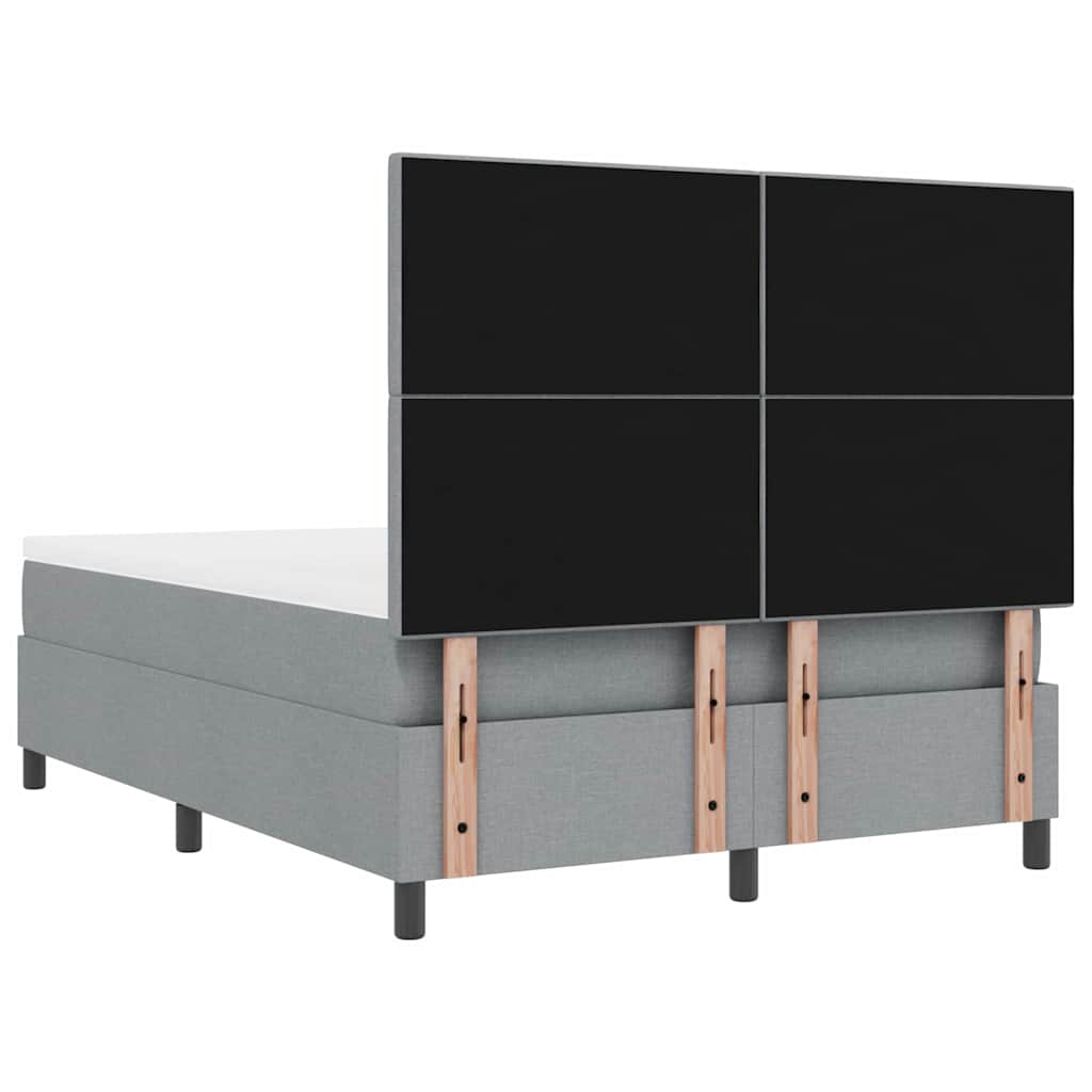 Postel S Boxspringem S Čelo Světle Šedá 140 X 190 Cm Textil