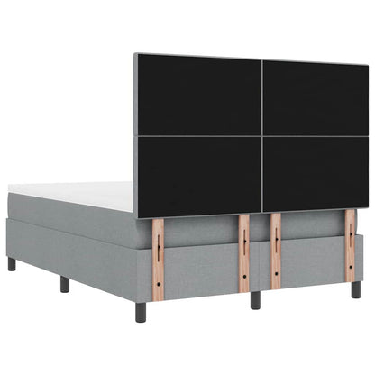 Postel S Boxspringem S Čelo Světle Šedá 140 X 190 Cm Textil