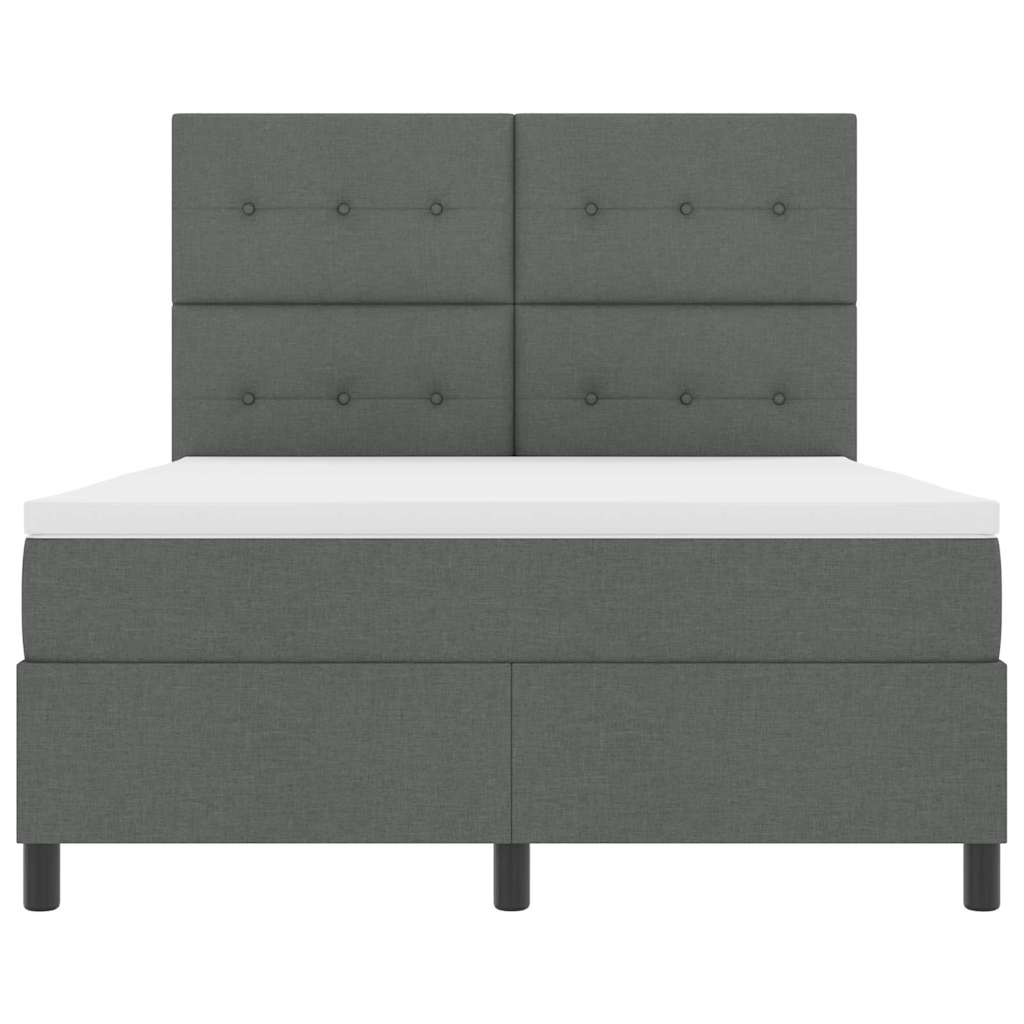 Postel S Boxspringem S Čelo Tmavě Šedá 140 X 190 Cm Textil