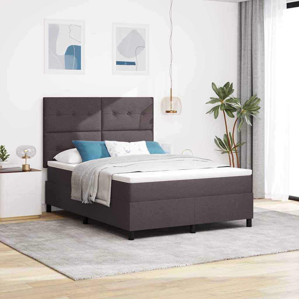 Postel S Boxspringem S Čelo Tmavě Hnědá 140 X 190 Cm Textil