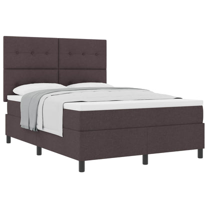 Postel S Boxspringem S Čelo Tmavě Hnědá 140 X 190 Cm Textil