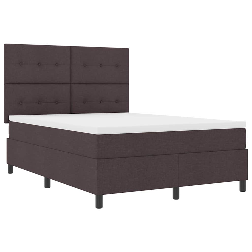 Postel S Boxspringem S Čelo Tmavě Hnědá 140 X 190 Cm Textil