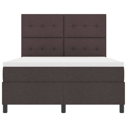 Postel S Boxspringem S Čelo Tmavě Hnědá 140 X 190 Cm Textil
