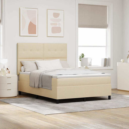 Postel S Boxspringem S Čelo Krémová 140 X 190 Cm Textil