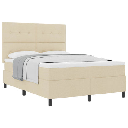 Postel S Boxspringem S Čelo Krémová 140 X 190 Cm Textil