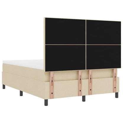 Postel S Boxspringem S Čelo Krémová 140 X 190 Cm Textil