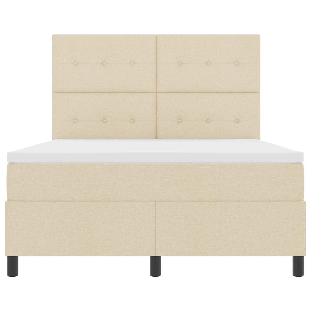Postel S Boxspringem S Čelo Krémová 140 X 190 Cm Textil