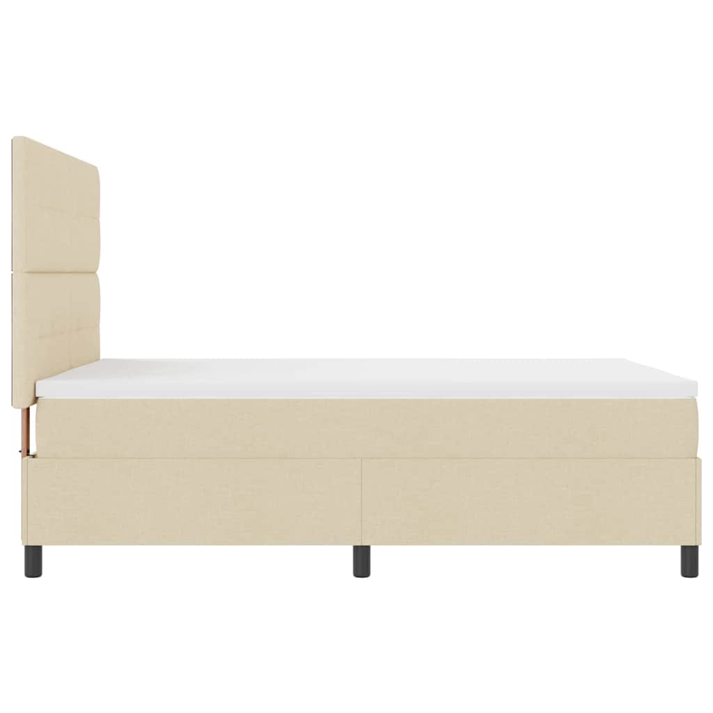 Postel S Boxspringem S Čelo Krémová 140 X 190 Cm Textil