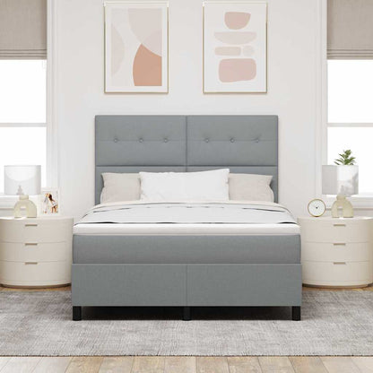 Postel S Boxspringem S Čelo Světle Šedá 140 X 200 Cm Textil