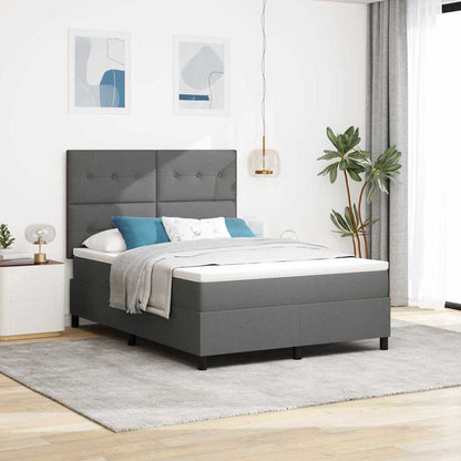 Postel S Boxspringem S Čelo Tmavě Šedá 140 X 200 Cm Textil
