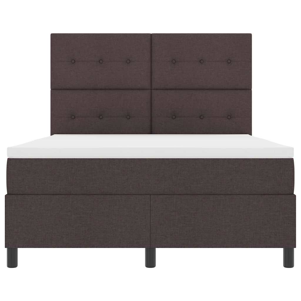 Postel S Boxspringem S Čelo Tmavě Hnědá 140 X 200 Cm Textil