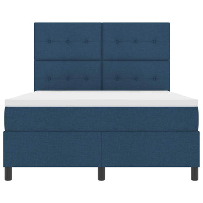 Postel S Boxspringem S Čelo Modrá 140 X 200 Cm Textil