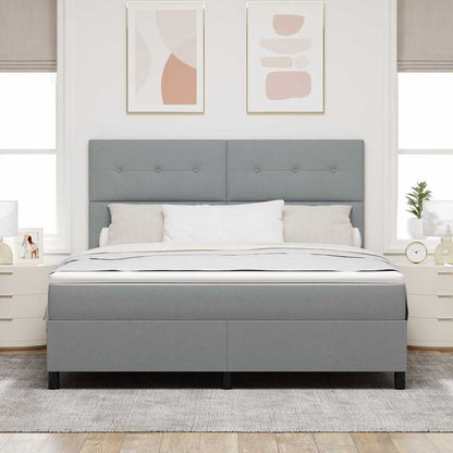 Postel S Boxspringem S Čelo Světle Šedá 180 X 200 Cm Textil