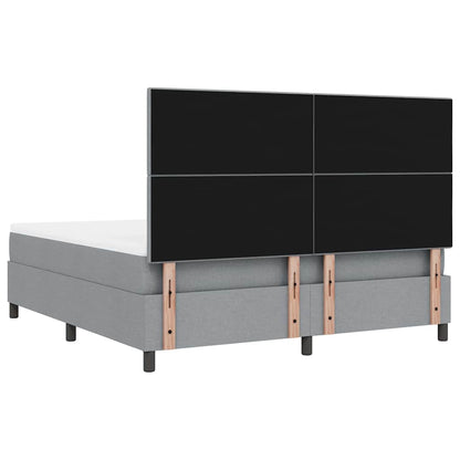 Postel S Boxspringem S Čelo Světle Šedá 180 X 200 Cm Textil