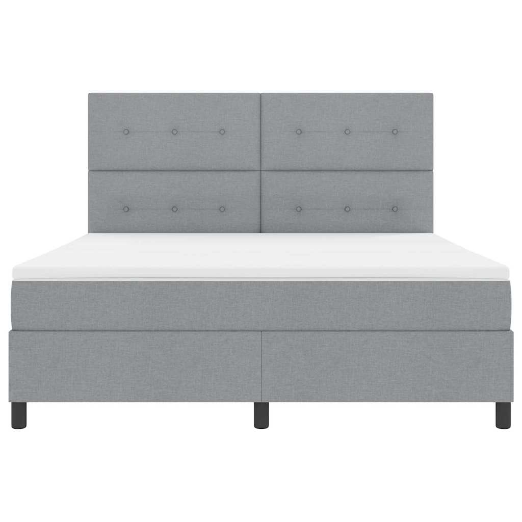 Postel S Boxspringem S Čelo Světle Šedá 180 X 200 Cm Textil