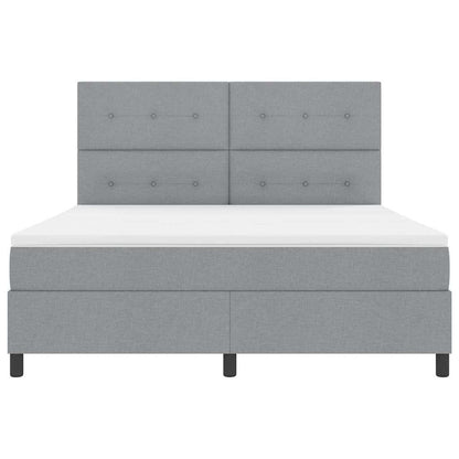 Postel S Boxspringem S Čelo Světle Šedá 180 X 200 Cm Textil