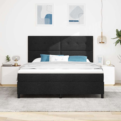 Postel S Boxspringem S Čelo Černá 180 X 200 Cm Textil
