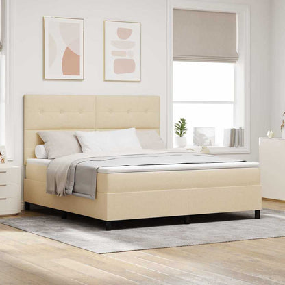 Postel S Boxspringem S Čelo Krémová 180 X 200 Cm Textil