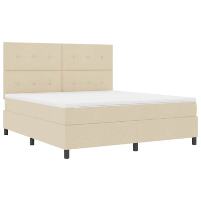 Postel S Boxspringem S Čelo Krémová 180 X 200 Cm Textil