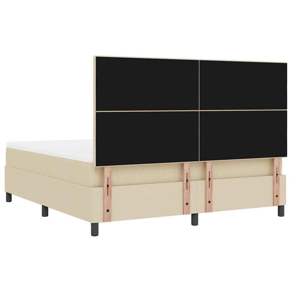 Postel S Boxspringem S Čelo Krémová 180 X 200 Cm Textil