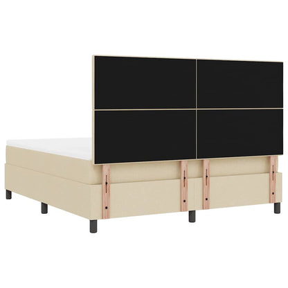Postel S Boxspringem S Čelo Krémová 180 X 200 Cm Textil
