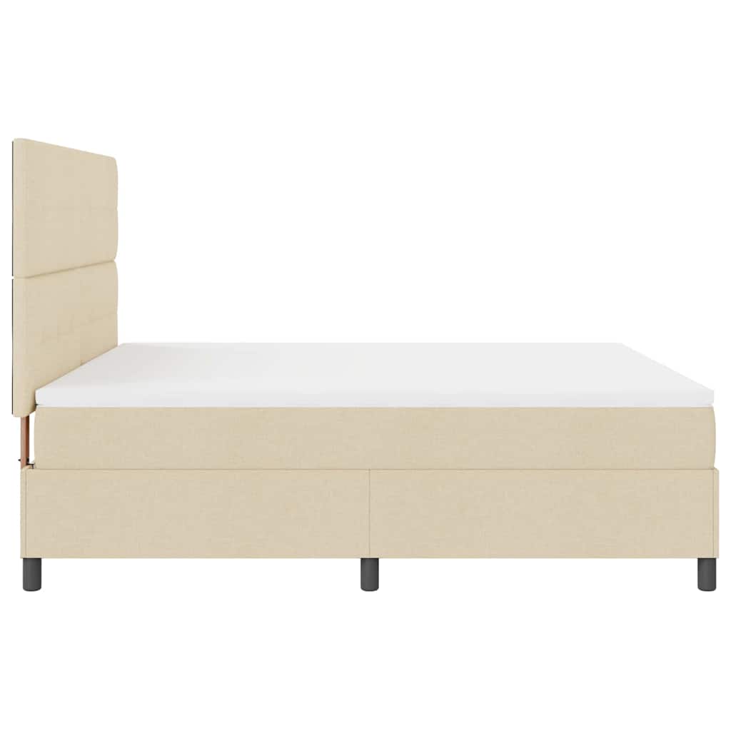 Postel S Boxspringem S Čelo Krémová 180 X 200 Cm Textil