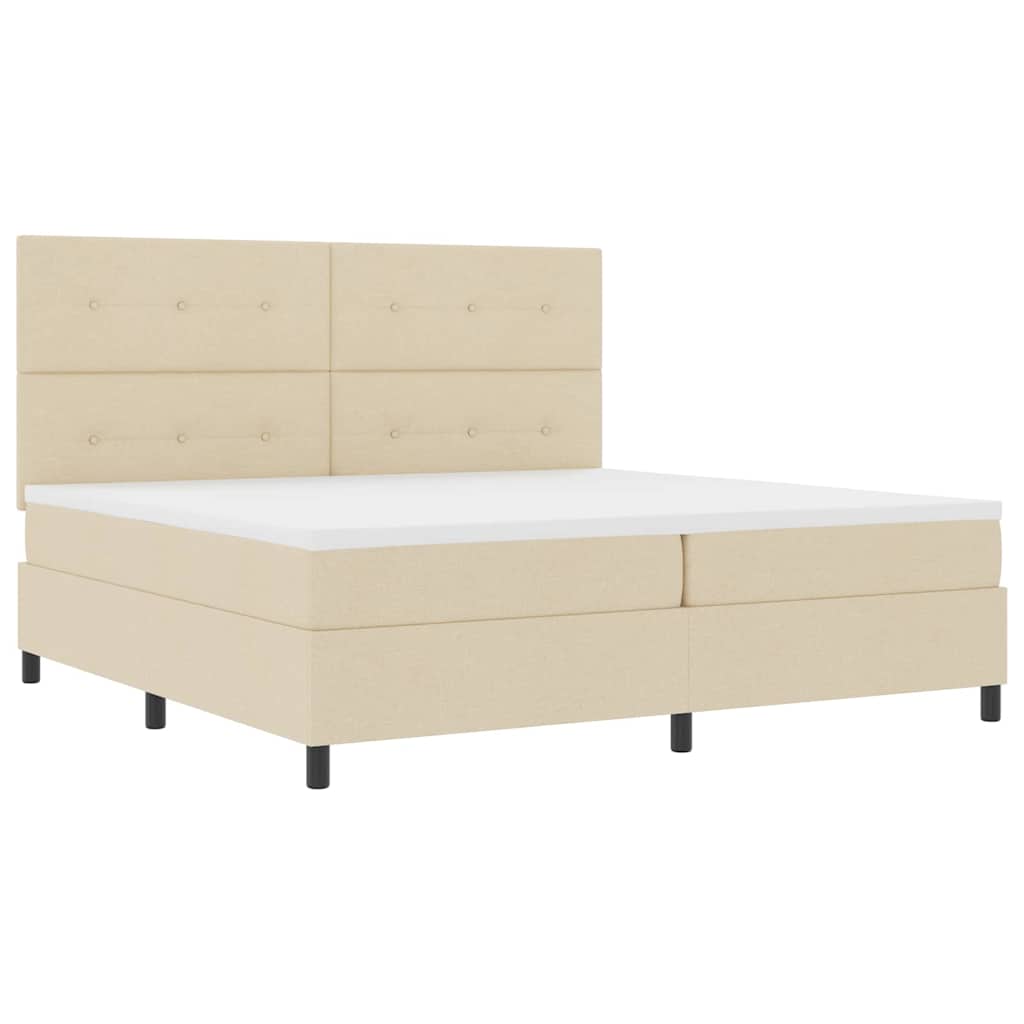 Postel S Boxspringem S Čelo Krémová 200 X 200 Cm Textil
