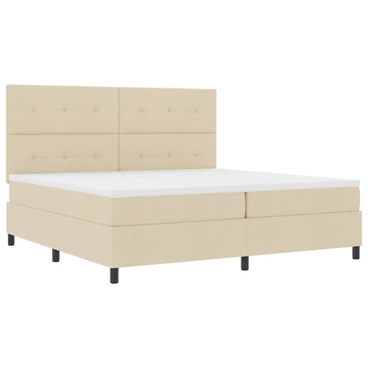 Postel S Boxspringem S Čelo Krémová 200 X 200 Cm Textil