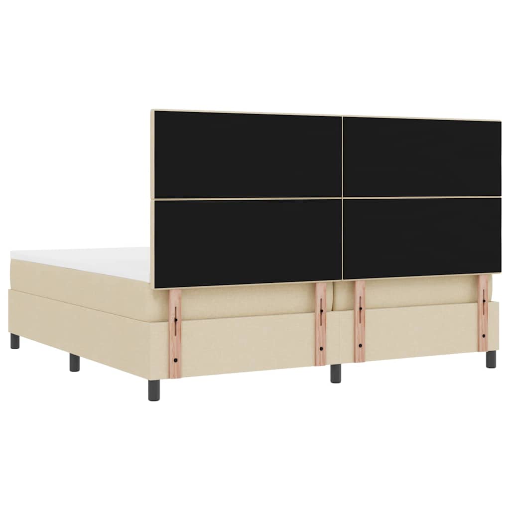 Postel S Boxspringem S Čelo Krémová 200 X 200 Cm Textil
