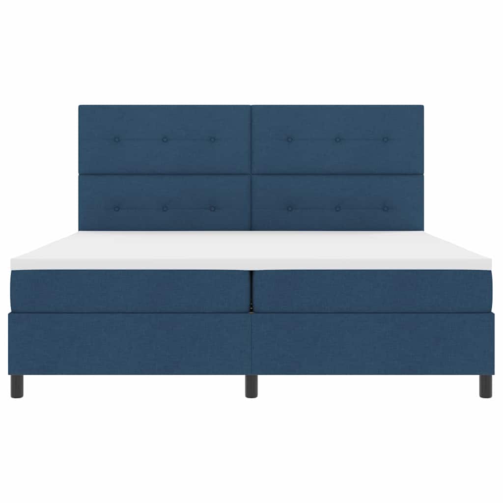 Postel S Boxspringem S Čelo Modrá 200 X 200 Cm Textil