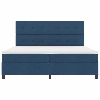 Postel S Boxspringem S Čelo Modrá 200 X 200 Cm Textil