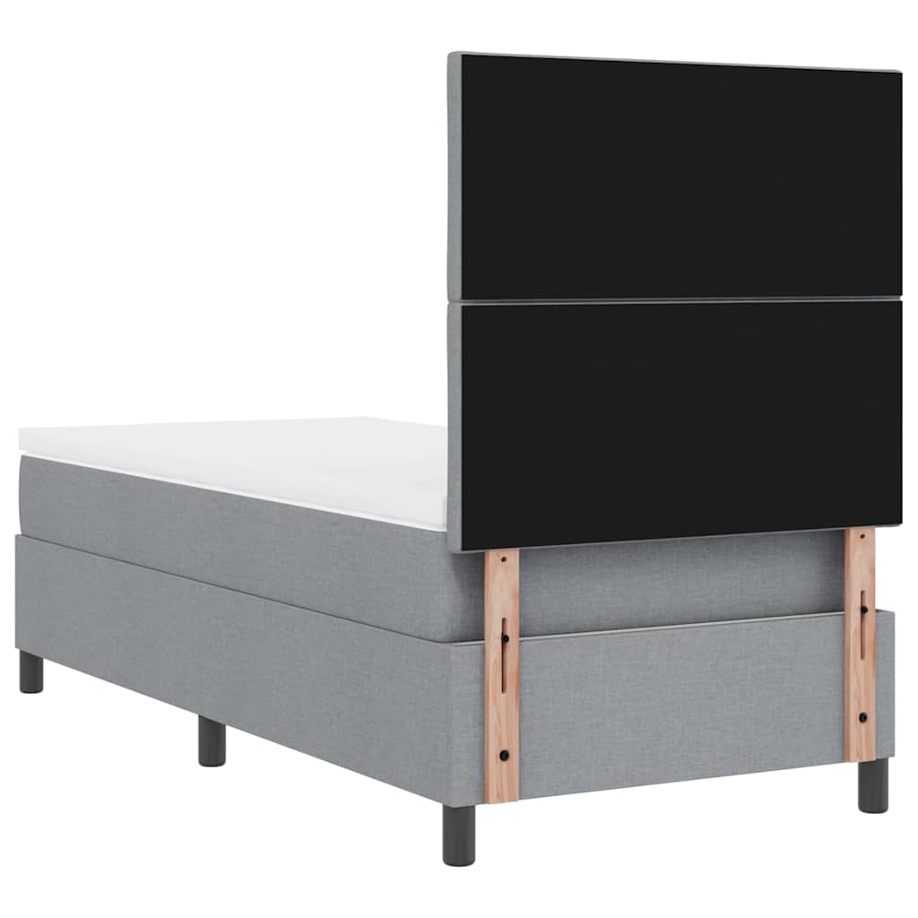 Postel S Boxspringem S Čelo Světle Šedá 100 X 200 Cm Textil