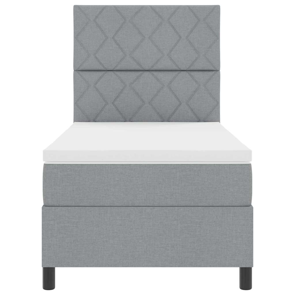 Postel S Boxspringem S Čelo Světle Šedá 100 X 200 Cm Textil