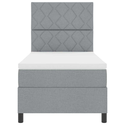 Postel S Boxspringem S Čelo Světle Šedá 100 X 200 Cm Textil