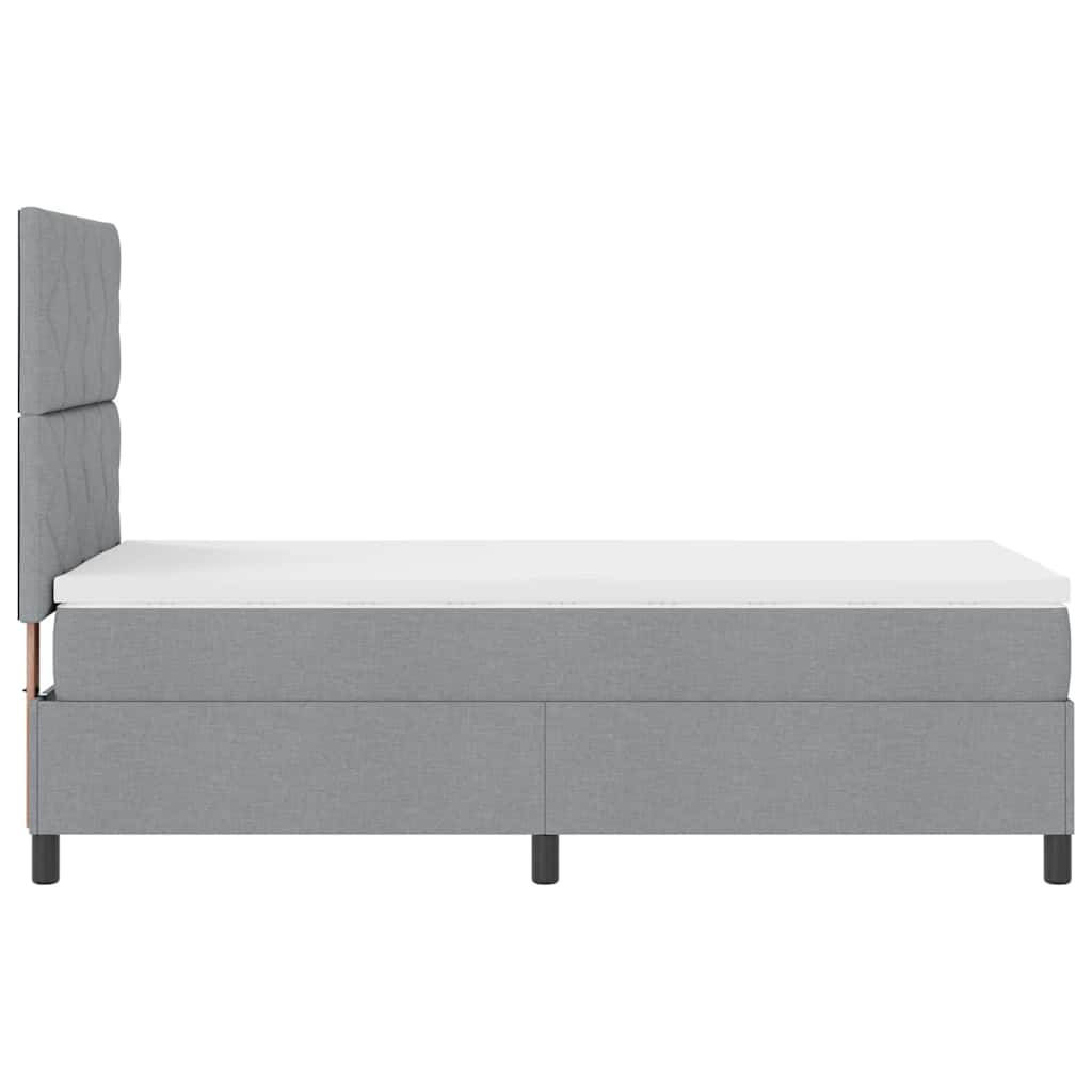 Postel S Boxspringem S Čelo Světle Šedá 100 X 200 Cm Textil
