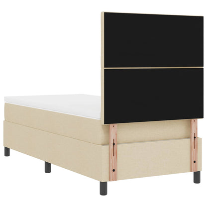 Postel S Boxspringem S Čelo Krémová 100 X 200 Cm Textil