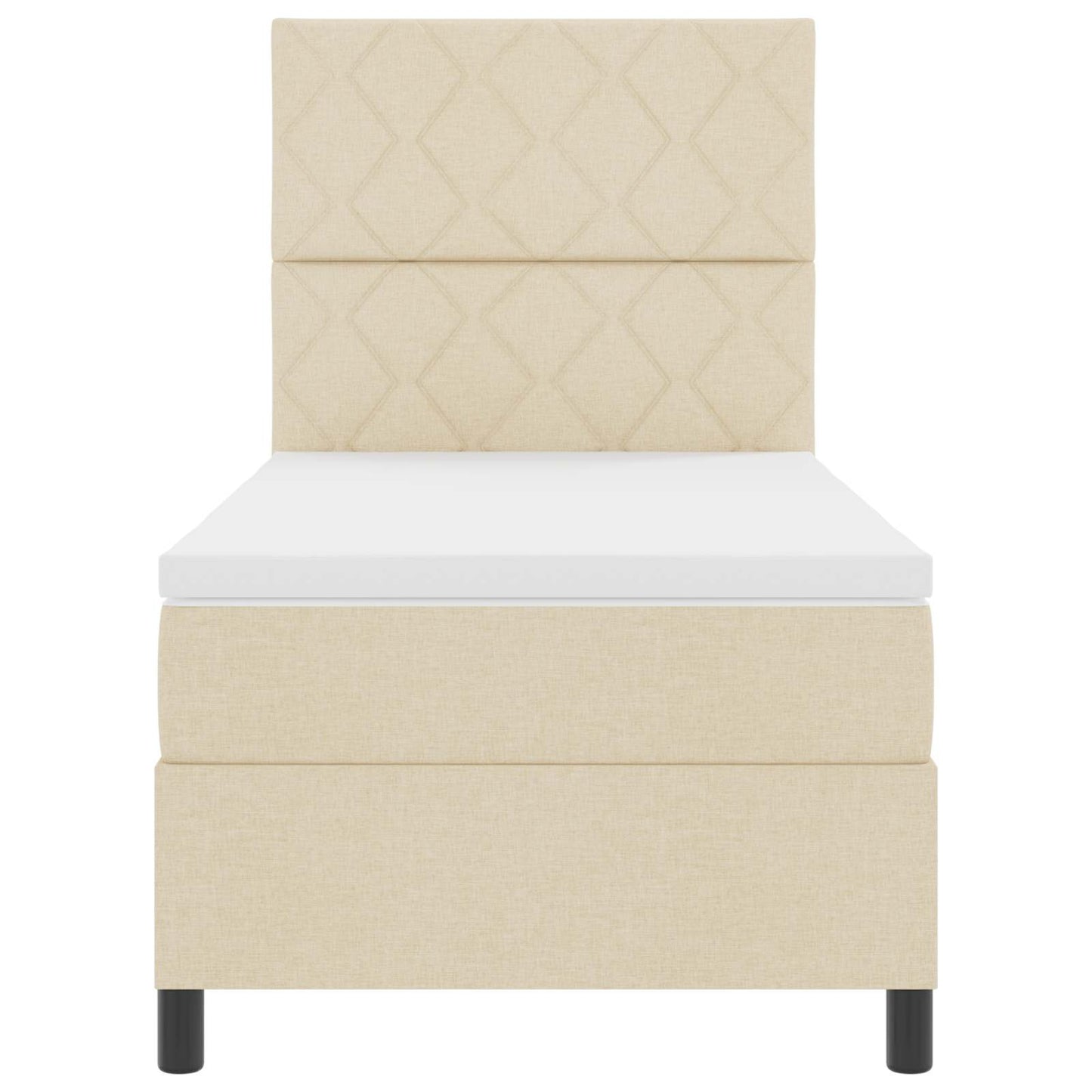 Postel S Boxspringem S Čelo Krémová 100 X 200 Cm Textil