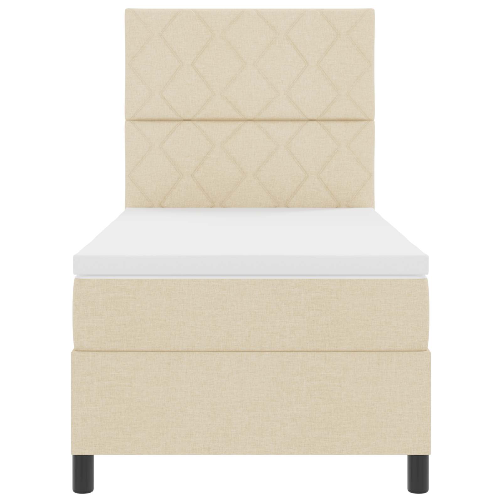 Postel S Boxspringem S Čelo Krémová 100 X 200 Cm Textil